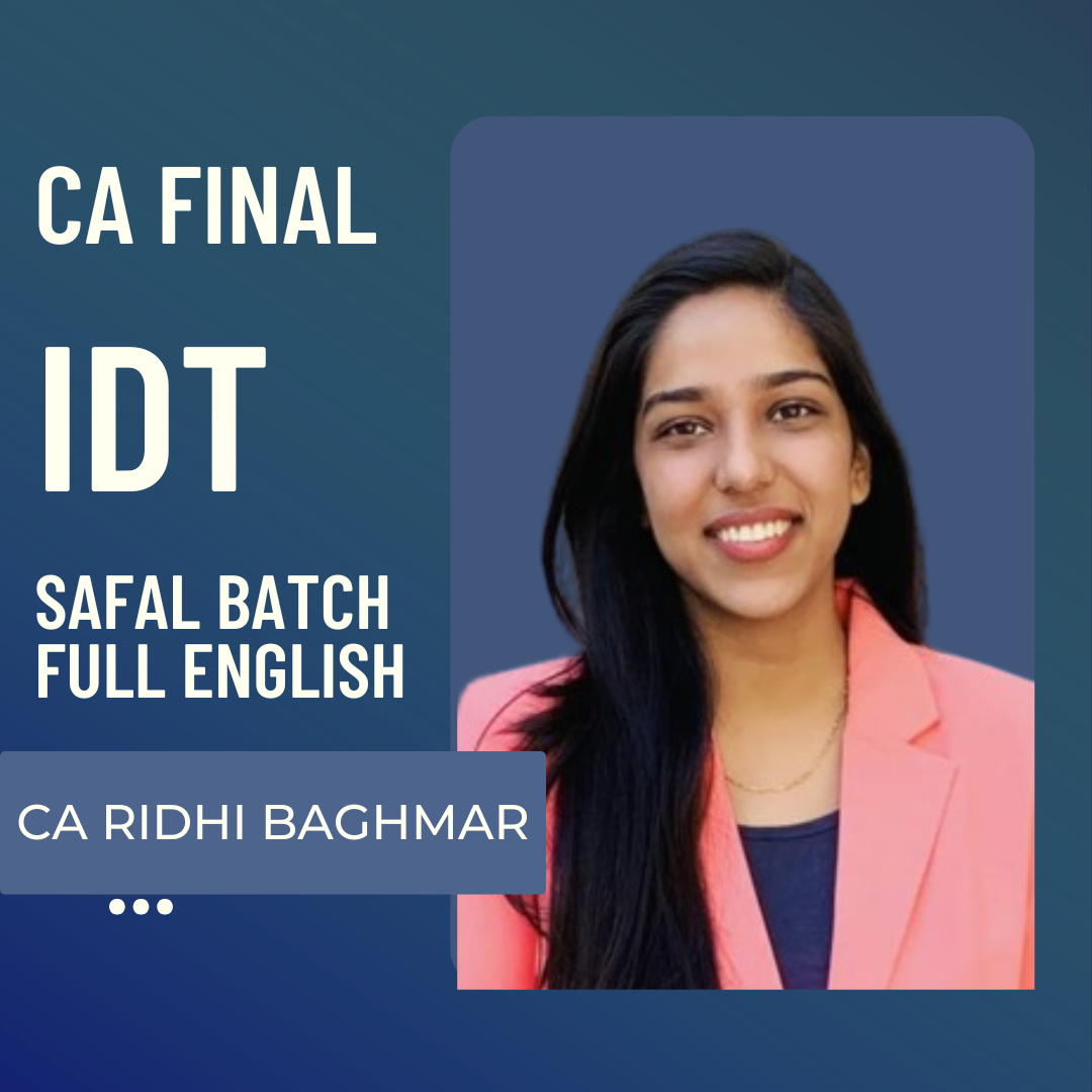 CA Final IDT | Full English Safal Batch by CA Ridhi Baghmar | For May 26 & Onwards Exams CA Point